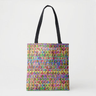 multi-coloured peace symbols pattern tote bag