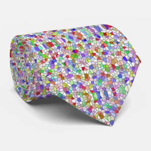 Multi coloured pebble stone print tie
