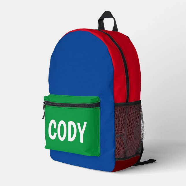 Multi-Coloured Personalised  Printed Backpack (Back Corner Right)