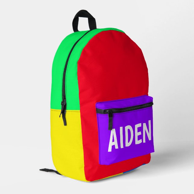 Multi-Coloured Personalised  Printed Backpack (Back Corner Left)