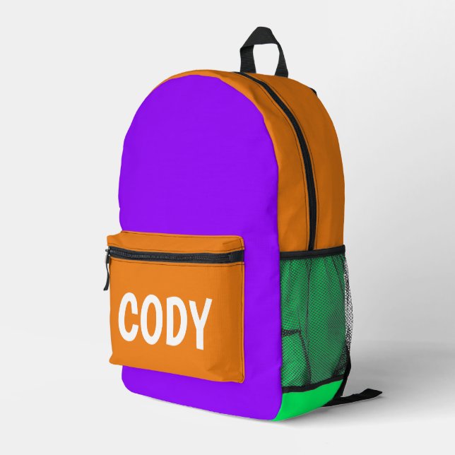 Multi-Coloured Personalised  Printed Backpack (Back Corner Right)