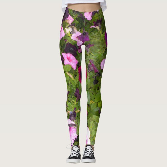 Multi Coloured Petunia Flower Leggings (Front)
