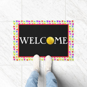 Multi-Coloured, Pickleball Paddle & Balls, Welcome Doormat