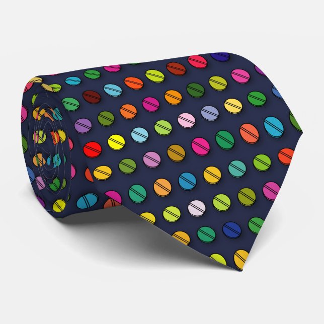 Multi-coloured pills pattern tie (Rolled)