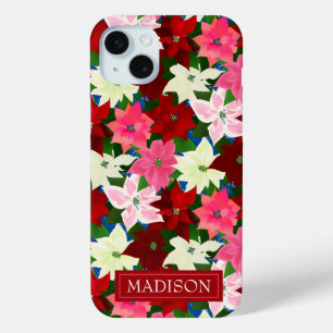 Multi Coloured Poinsettia Christmas iPhone 15 Mini Case