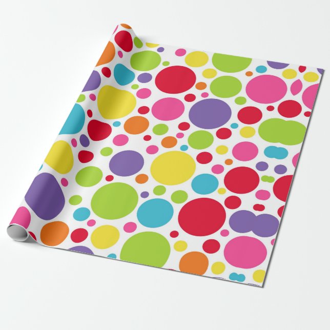 Multi Coloured Polka Dot Wrapping Paper (Unrolled)