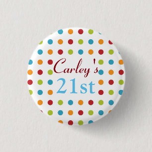 Multi-Coloured Polka Dots 3 Cm Round Badge