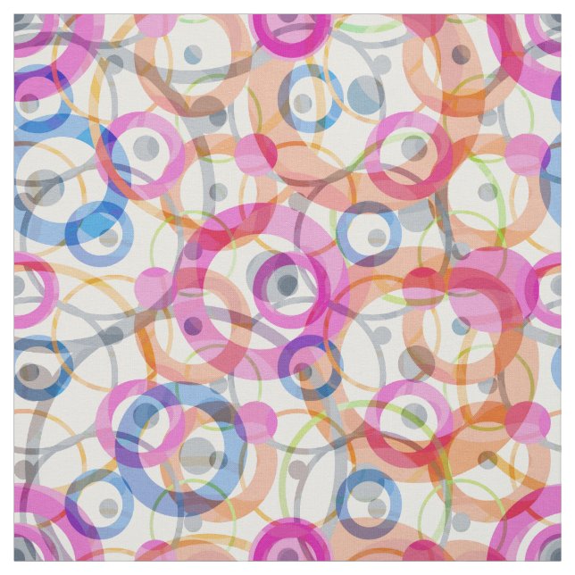 Multi-coloured polka dots, circles on a white fabric (Swatch)