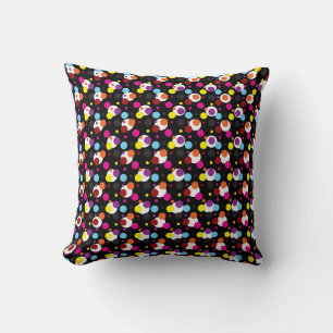 Multi Coloured Polka Dots On Black Cushion