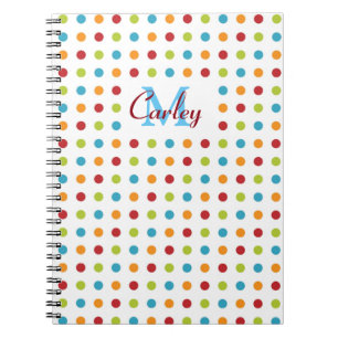 Multi-Coloured Polka Dots Personalised Notebook