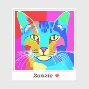 Multi Coloured Pop Art Cat Portrait  
