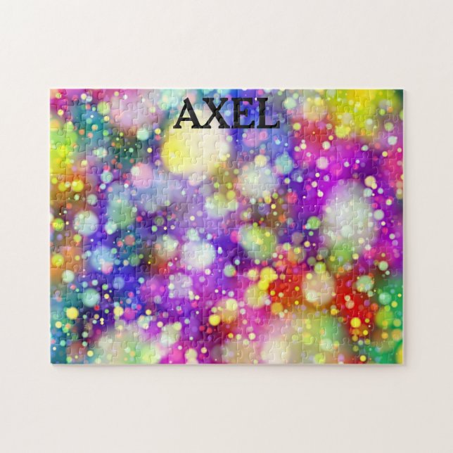 Multi coloured puzzle with personalised kids name. (Horizontal)
