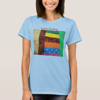 Multi-Coloured Quilt Block, I Love Quilting T-Shirt