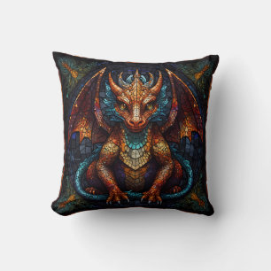 Multi Coloured rainbow Dragon Cushion