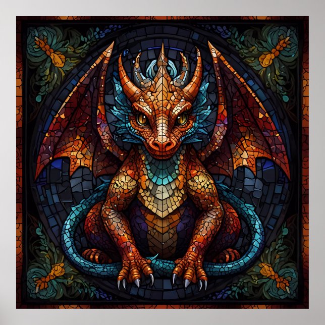 Multi Coloured rainbow Dragon  Poster (Front)