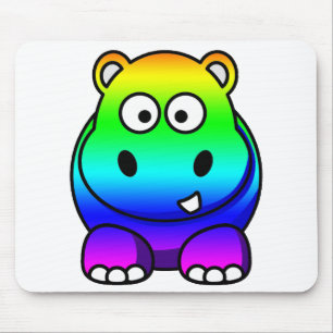 Multi Coloured , Rainbow Hippo Mouse Mat