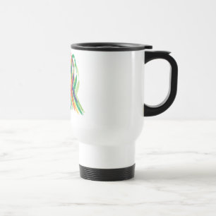 Multi-Coloured Ribbons for Awareness Travel Mug