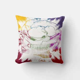 Multi Coloured Rose Paint Art Design Abstract Cushion