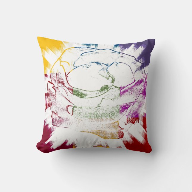 Multi Coloured Rose Paint Art Design Abstract Cushion (Front)