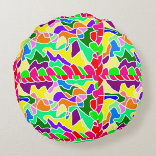 Multi coloured round cushion for sofa or chair