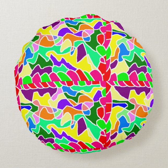 Multi coloured round cushion for sofa or chair (Back)