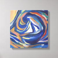 Multi-Coloured Sailboat Sea Acrylic Painting Print