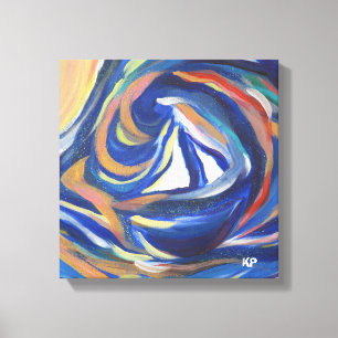 Multi-Coloured Sailboat Sea Acrylic Painting Print