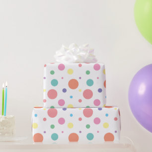 Multi-Coloured Scattered Polka Dot Wrapping Paper