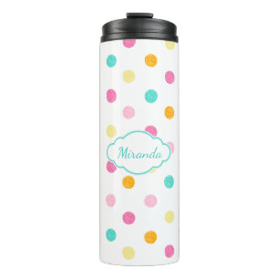 Multi Coloured Scribble Dots with Monogram Thermal Tumbler