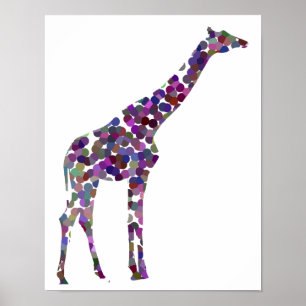 Multi-coloured spotted Giraffe Poster