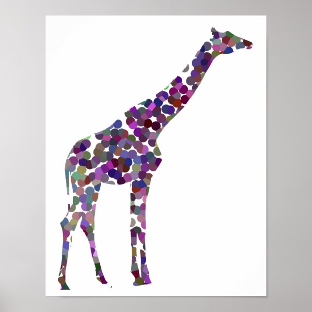 Multi-coloured spotted Giraffe Poster (Front)