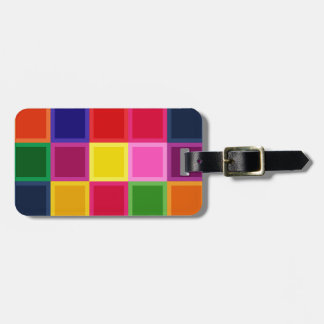 Multi Coloured Squares and Stripes Girly Luggage Tag