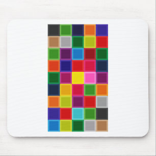 Multi Coloured Squares and Stripes Girly Mouse Mat