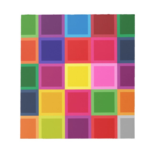 Multi Coloured Squares and Stripes Girly Notepad (Front)
