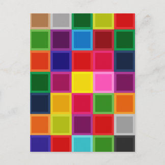 Multi Coloured Squares and Stripes Girly Postcard
