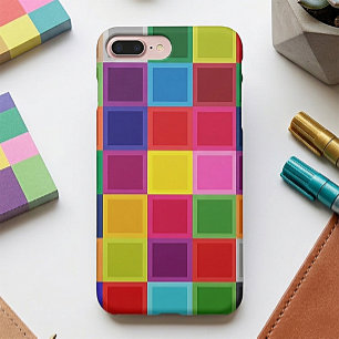 Multi Coloured Squares Girly iPhone 7 Plus Case