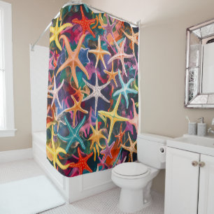 Multi-coloured Star Fish Design  Shower Curtain