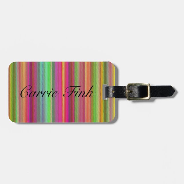 Multi Coloured Stripe Luggage Tag (Front Horizontal)