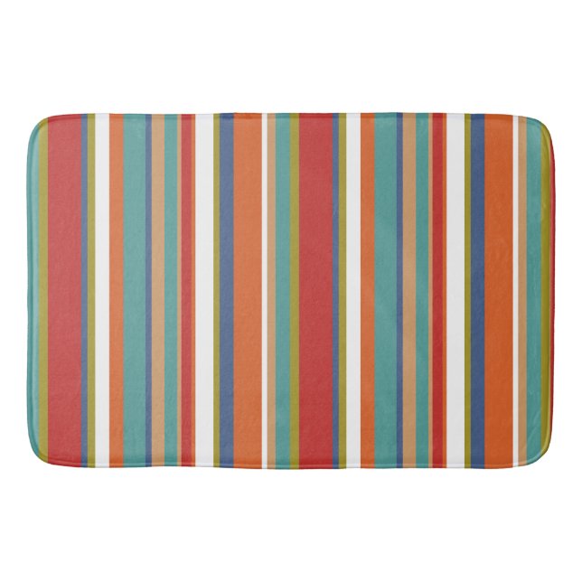 Multi Coloured Stripe Pattern Bath Mat (Front)