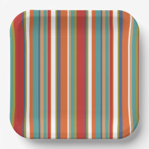 Multi Coloured Stripe Pattern  Paper Plate
