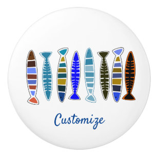 Multi-coloured striped fish Thunder_Cove Ceramic Knob