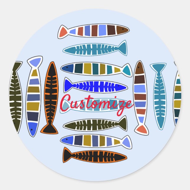 Multi-coloured striped fish Thunder_Cove Classic Round Sticker (Front)