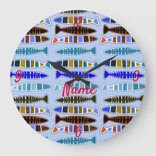 Multi-coloured striped fish Thunder_Cove  Large Clock (Front)
