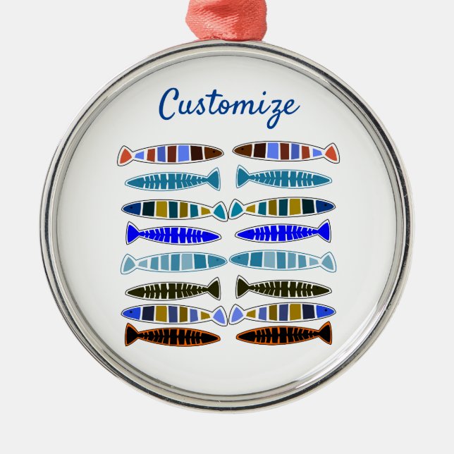 Multi-coloured striped fish Thunder_Cove  Metal Tree Decoration (Front)
