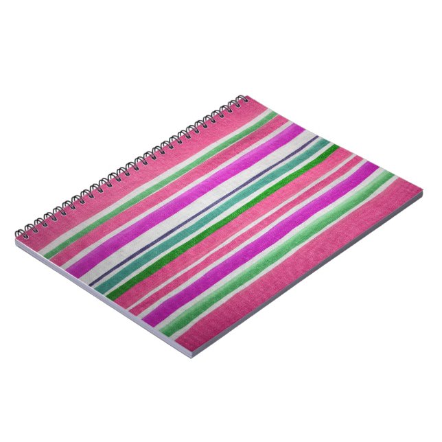 Multi-coloured Striped Notebook (Left Side)