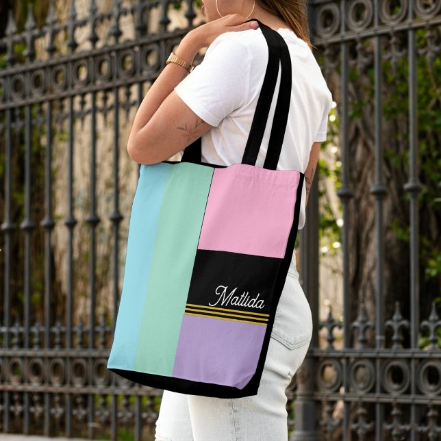 Multi coloured Striped Pastel  customised tote bag (Creator Uploaded)