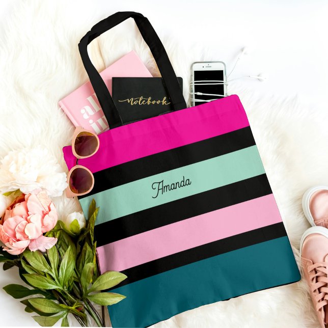 Multi coloured striped Pretty Minimal  Tote Bag (Creator Uploaded)