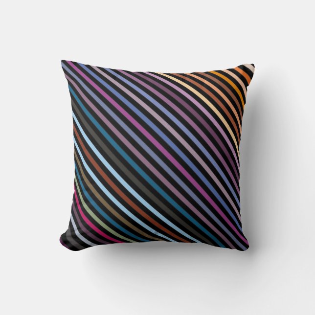 Multi-Coloured Stripes & Black Cushion (Front)