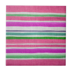 Multi-coloured Stripes Ceramic Tile
