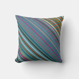 Multi-Coloured Stripes & Teal Cushion